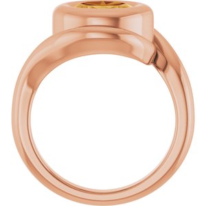 14K Rose Gold Natural Citrine Bypass Ring