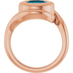14K Rose Gold Natural London Blue Topaz Bypass Ring