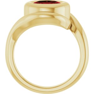 14K Yellow Gold Natural Mozambique Garnet Bypass Ring