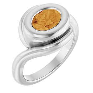 Sterling Silver Natural Citrine Bypass Ring