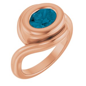 14K Rose Gold Natural London Blue Topaz Bypass Ring
