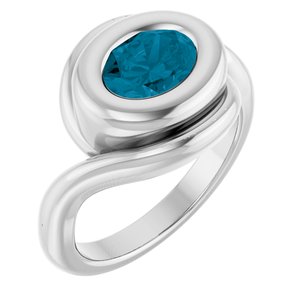 Sterling Silver Natural London Blue Topaz Bypass Ring