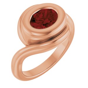 14K Rose Gold Natural Mozambique Garnet Bypass Ring