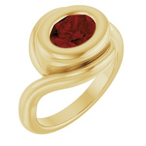 14K Yellow Gold Natural Mozambique Garnet Bypass Ring