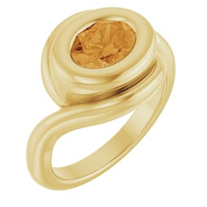 14K Yellow Gold Natural Citrine Bypass Ring
