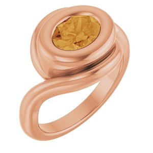 14K Rose Gold Natural Citrine Bypass Ring