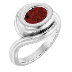 Sterling Silver Natural Mozambique Garnet Bypass Ring