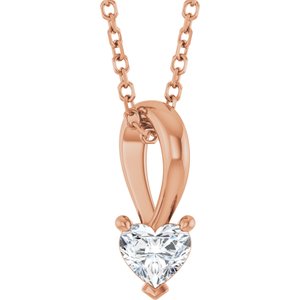 14K Rose Gold 1/4 CT Natural Diamond Heart 18" Necklace