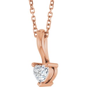 14K Rose Gold 1/4 CT Natural Diamond Heart 18" Necklace
