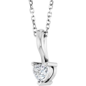 Platinum 1/4 CT Natural Diamond Heart 18" Necklace