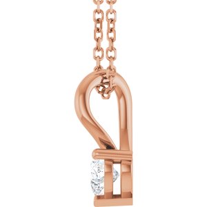 14K Rose Gold 1/4 CT Natural Diamond Heart 18" Necklace