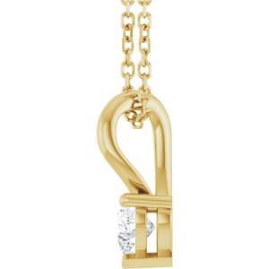 14K Yellow Gold 1/4 CT Natural Diamond Heart 18" Necklace