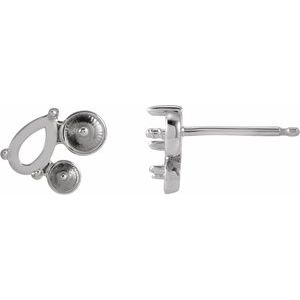 Platinum 5x3 mm Pear Left Cluster Stud Earring Mounting