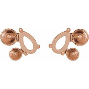 14K Rose Gold 5x3 mm Pear Right Cluster Stud Earring Mounting – image 2