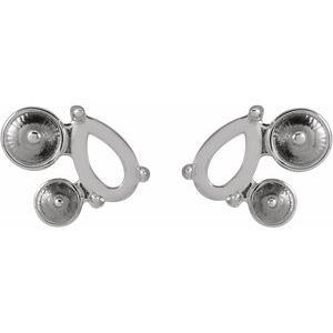 Platinum 5x3 mm Pear Left Cluster Stud Earring Mounting – image 2