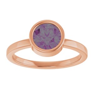 14K Rose Gold 6.5 mm Lab-Grown Alexandrite Ring