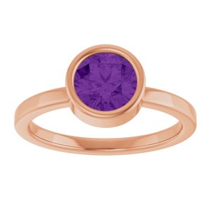 14K Rose Gold 6.5 mm Natural Amethyst Ring