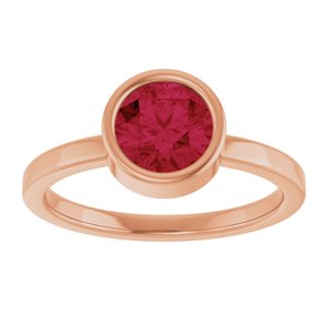 14K Rose Gold 6.5 mm Lab-Grown Ruby Ring