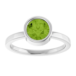 Sterling Silver 6.5 mm Natural Peridot Ring
