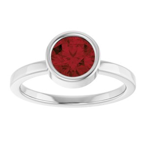 14K White Gold 6.5 mm Natural Mozambique Garnet Ring