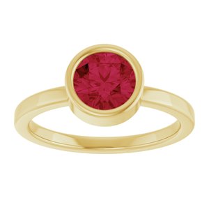 14K Yellow Gold 6.5 mm Lab-Grown Ruby Ring