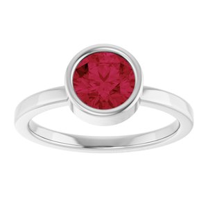 Sterling Silver 6.5 mm Lab-Grown Ruby Ring