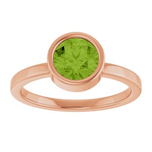 14K Rose Gold 6.5 mm Natural Peridot Ring