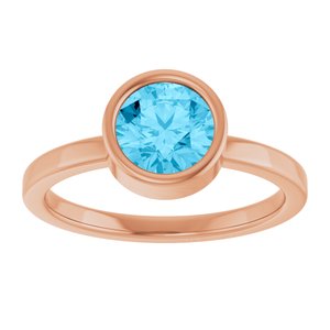 14K Rose Gold 6.5 mm Natural Aquamarine Ring
