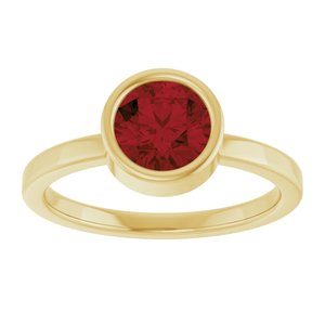 14K Yellow Gold 6.5 mm Natural Mozambique Garnet Ring