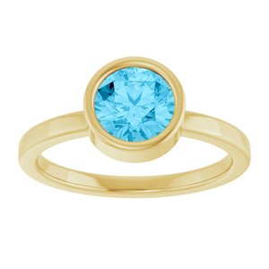 14K Yellow Gold 6.5 mm Natural Aquamarine Ring