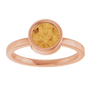 14K Rose Gold 6.5 mm Natural Citrine Ring
