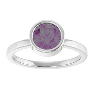 Sterling Silver 6.5 mm Lab-Grown Alexandrite Ring
