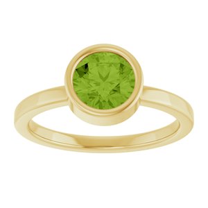 14K Yellow Gold 6.5 mm Natural Peridot Ring