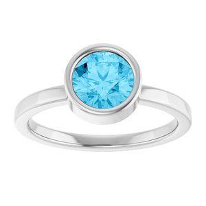 Platinum 6.5 mm Natural Aquamarine Ring