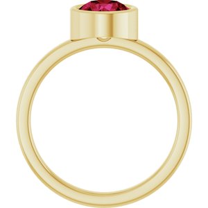 14K Yellow Gold 6.5 mm Lab-Grown Ruby Ring