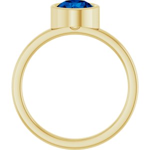 14K Yellow Gold 6.5 mm Lab-Grown Blue Sapphire Ring