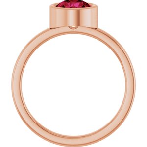 14K Rose Gold 6.5 mm Lab-Grown Ruby Ring