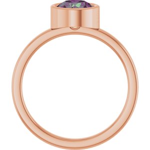 14K Rose Gold 6.5 mm Lab-Grown Alexandrite Ring