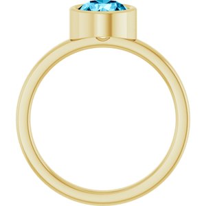 14K Yellow Gold 6.5 mm Natural Aquamarine Ring