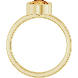 14K Yellow Gold 6.5 mm Natural Citrine Ring