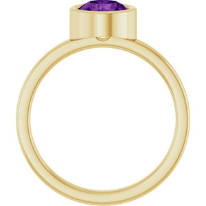 14K Yellow Gold 6.5 mm Natural Amethyst Ring