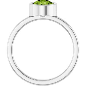 Sterling Silver 6.5 mm Natural Peridot Ring