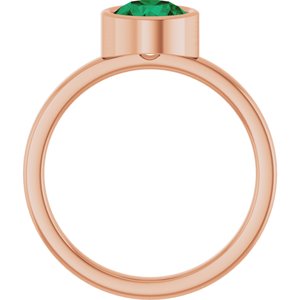 14K Rose Gold 6.5 mm Lab-Grown Emerald Ring