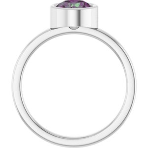Sterling Silver 6.5 mm Lab-Grown Alexandrite Ring