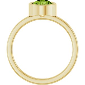 14K Yellow Gold 6.5 mm Natural Peridot Ring