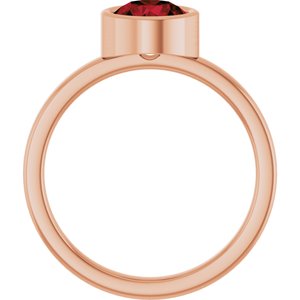 14K Rose Gold 6.5 mm Natural Mozambique Garnet Ring