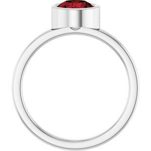 Sterling Silver 6.5 mm Natural Mozambique Garnet Ring