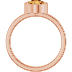 14K Rose Gold 6.5 mm Natural Citrine Ring