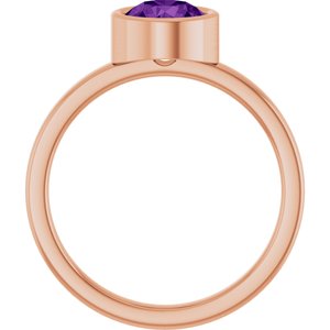 14K Rose Gold 6.5 mm Natural Amethyst Ring
