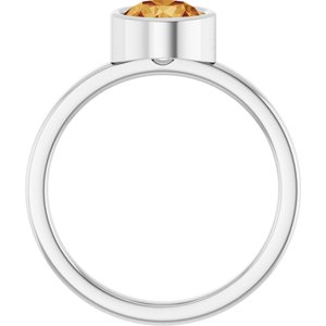 Sterling Silver 6.5 mm Natural Citrine Ring